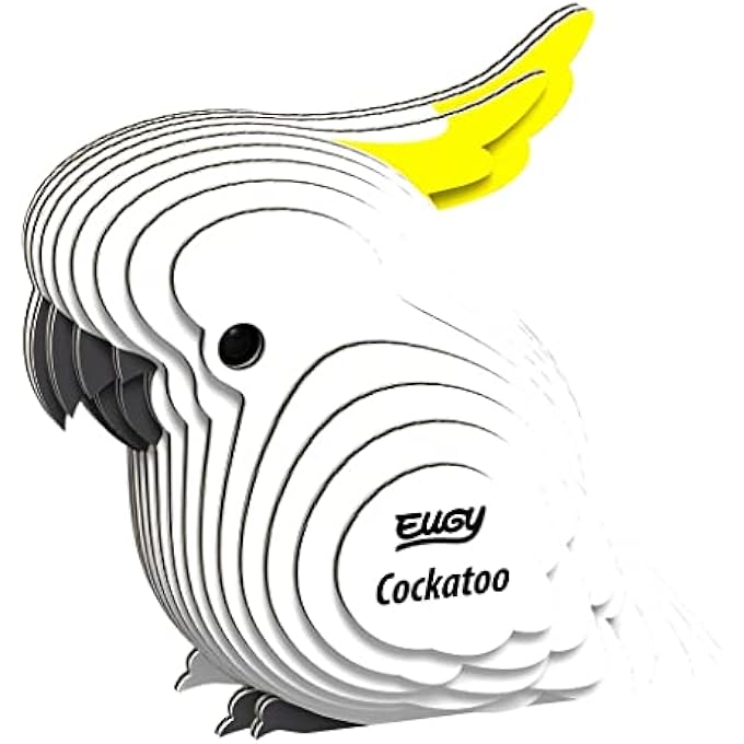 COCKATOO 3D PUZZLE, 22 PIECE ECO-FRIENDLY EDUCATIONAL TOY PUZZLES FOR BOYS, GIRLS & KIDS AGES 6+ - Image 1